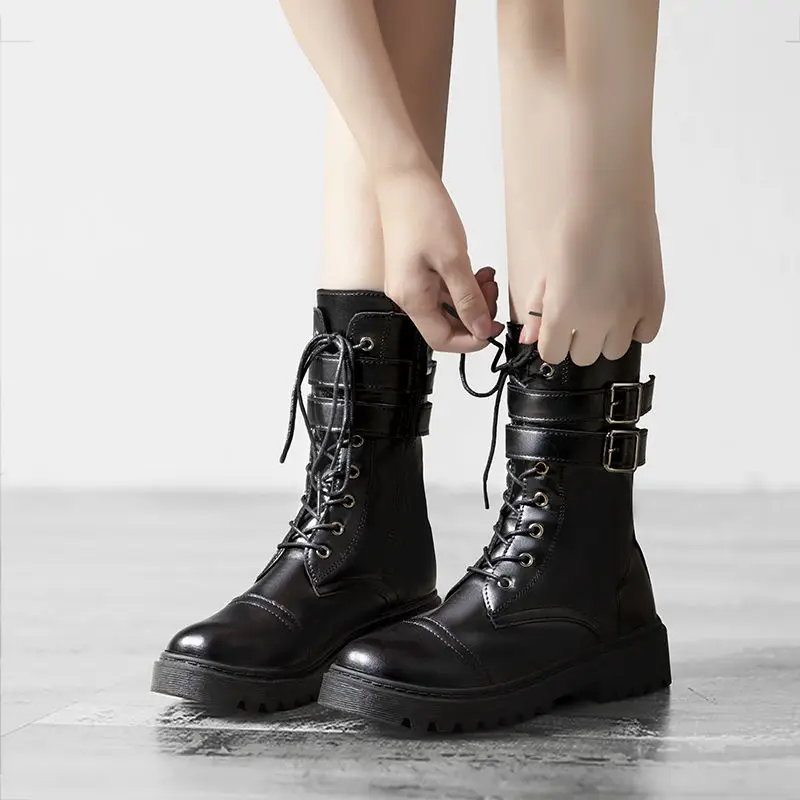 

Autumn Winter High Platform Ankle Boots Women Thick Sole Shoes Sneakers Waterproof Women Boots Booties Female Lace-up