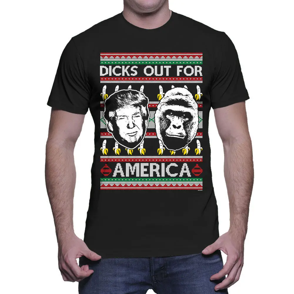 Dicks Out For America Рождественский уродливый свитер Trump Harambe мужской T-Shirt2019 модный бренд