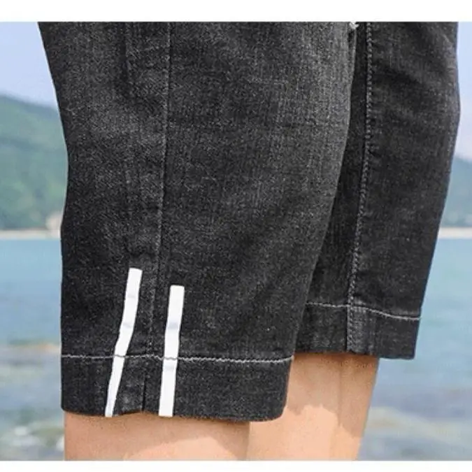 

Summer 2021 thin seven Harlem jeans men's loose shorts Korean fashion casual seven popular logo overalls breeches