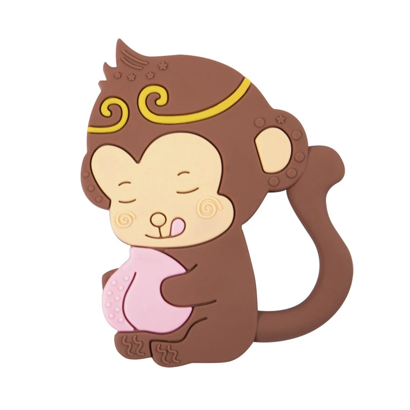 Monkey Coffee 5 шт. детские игрушки для прорезывания зубов силиконовая подвеска-прорезыватель с изображением кота обезьяны жирафа, рыбы, животных, не содержит бисфенол, маленький Прорезыватель для зубов, 6 стилей - Цвет: Monkey Coffee
