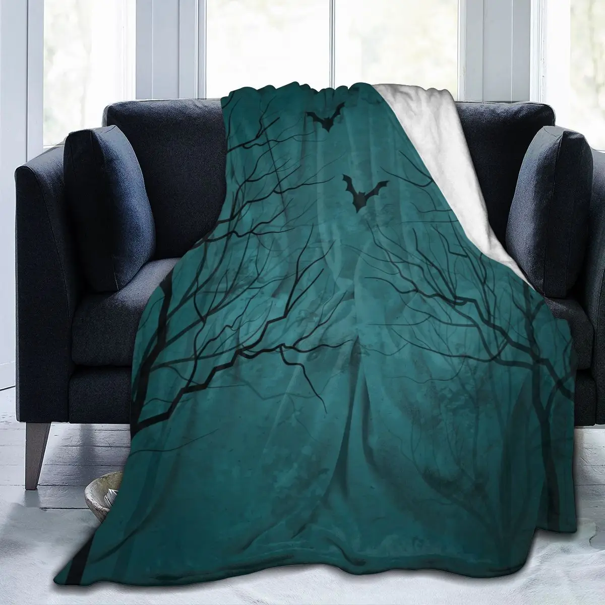 

Soft Warm Flannel Blanket Scary Trees With Flying Bats Travel Portable Winter Throw Thin Bed Sofa Blanket