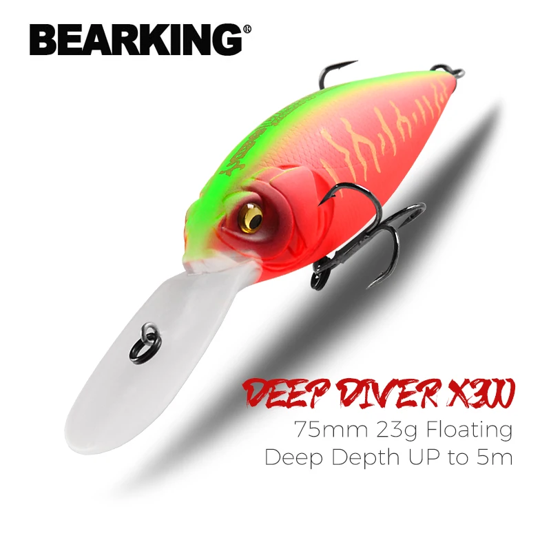 

BEARKING 75mm 23g TOP Fishing lures floating crank bait deep diver bait lure High Quality Hard Baits professional Action Wobbler
