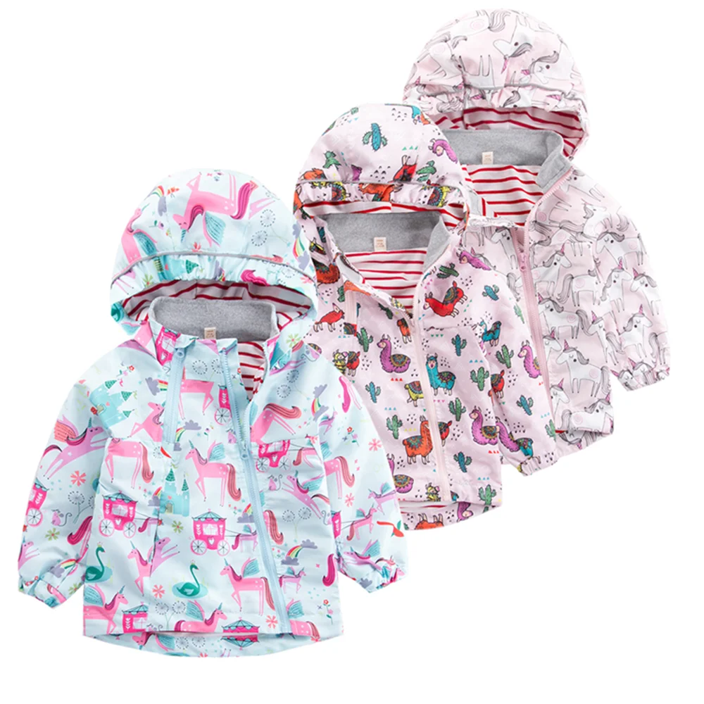 

Ветрозащитный дождевик с единорогом, Модное детское пальто с капюшоном, куртки для мальчиков, детская верхняя одежда с принтом, Ветровка дл...