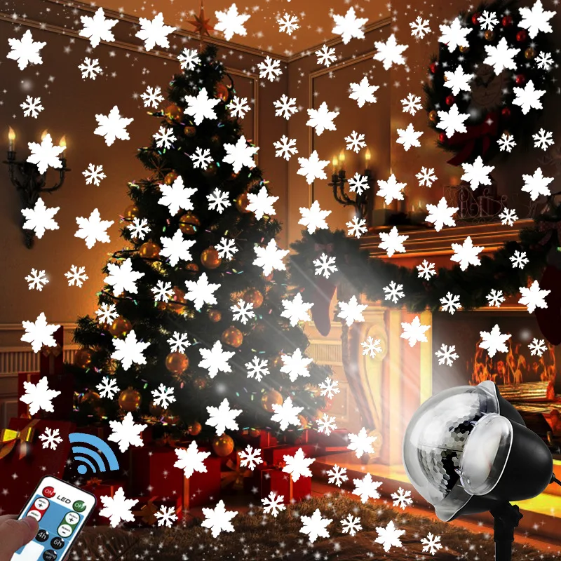Snowfall Led Stage Lights Displays Projector Show Christmas Outdoor Indoor Rotating Snowflake Lamp Xmas Garden Landscape Decor