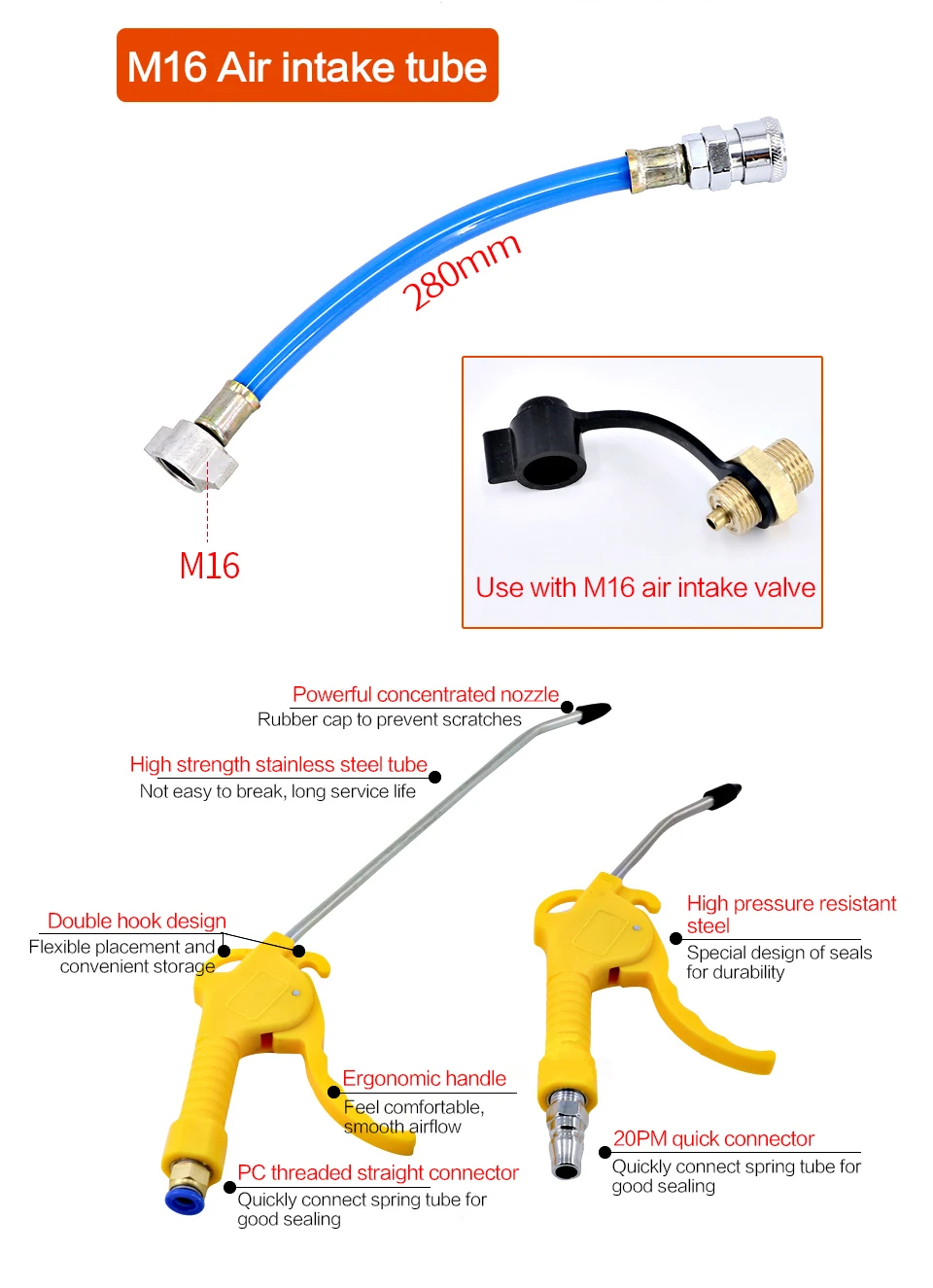 Free shipping Car truck dust gun air tank dust gun cab three-way high-pressure air gun car air intake pipe blowing gun