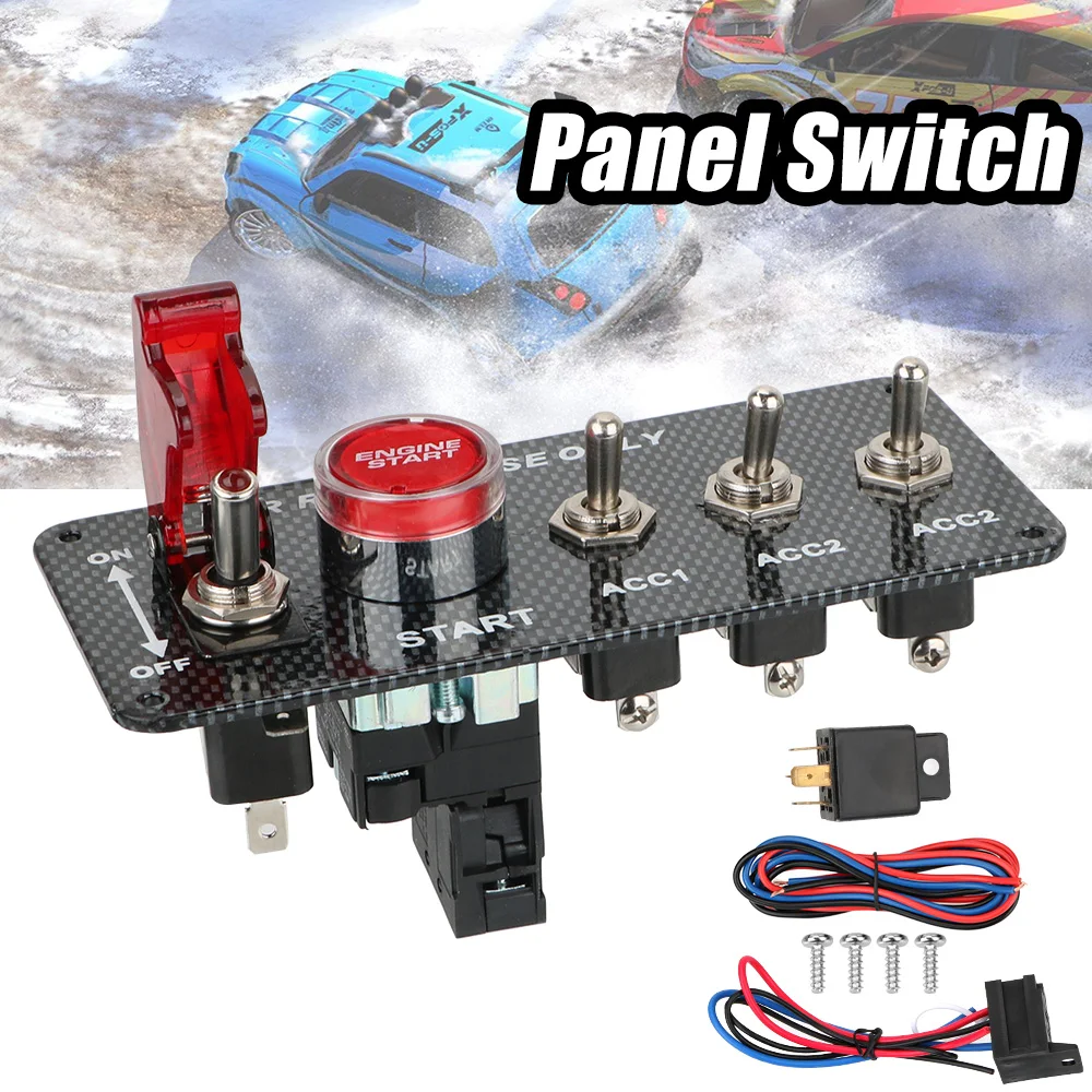 

LED Toggle Switch 12V LED Ignition Switch Panel Car accessories for Racing Car Engine Start Push Button