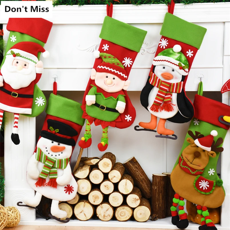 Рождественские чулки большого размера рождественские подарочные сумки Санта