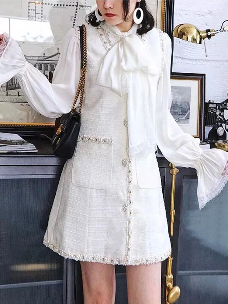 

Новое Осеннее женское маленькое платье без рукавов, женское универсальное высококачественное плетеное платье-жилет с крупными цветами и б...