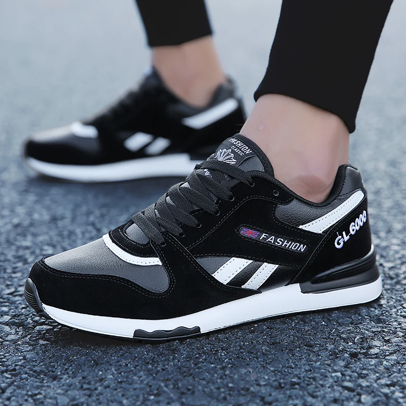 New Trend Trainers Running Shoes Men Retro Leather Casual Sneakers Outdoor Athletic Shoes For Men Streetwear Mens Gym Shoes