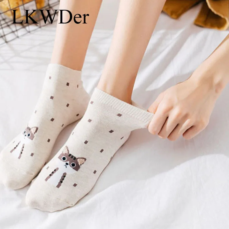 

LKWDer 5 Pairs Women's Socks Candy Color Small Animal Cartoon Pattern Boat Sock for Summer Breathable Casual Girls Funny Fashion