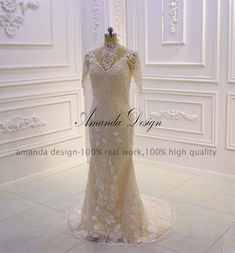 Аманда дизайн robe de mariee с коротким рукавом свадебное платье с открытой спиной со съемной юбкой