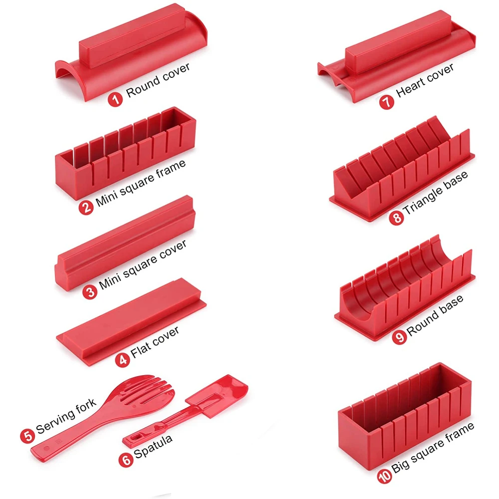 MLIA DIY 10pcs Sushi Maker Rice Mold High Quality Japanese Ball Cake Roll Multifunctional Mould Making Tools | Дом и сад