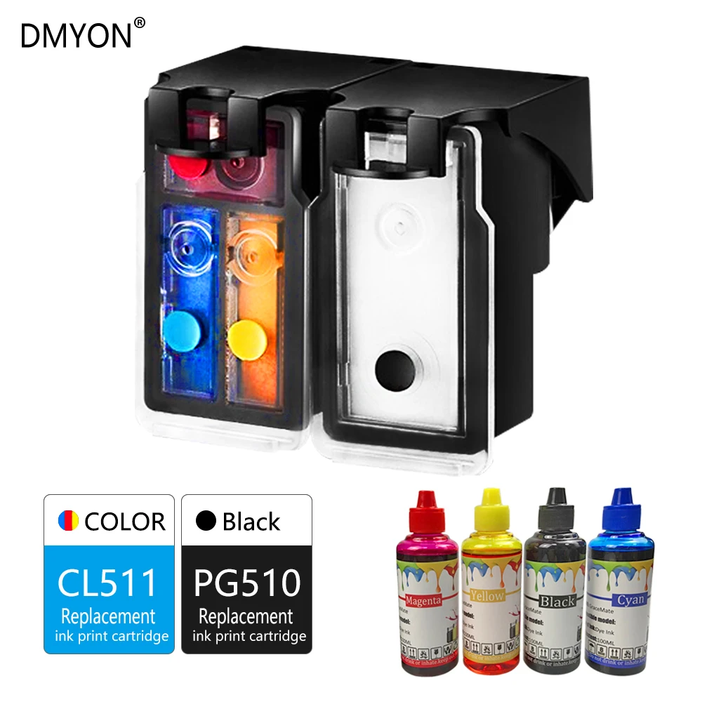 Многоразовый чернильный картридж DMYON PG510 CL511 совместимый для Canon PG510XL CL511XL Pixma iP2700
