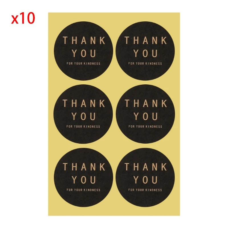 

10 Sheets 60Pcs Thank You Square Circle Handmade Sticker Label Seal For Cake Packaging Gift Envelope Decor