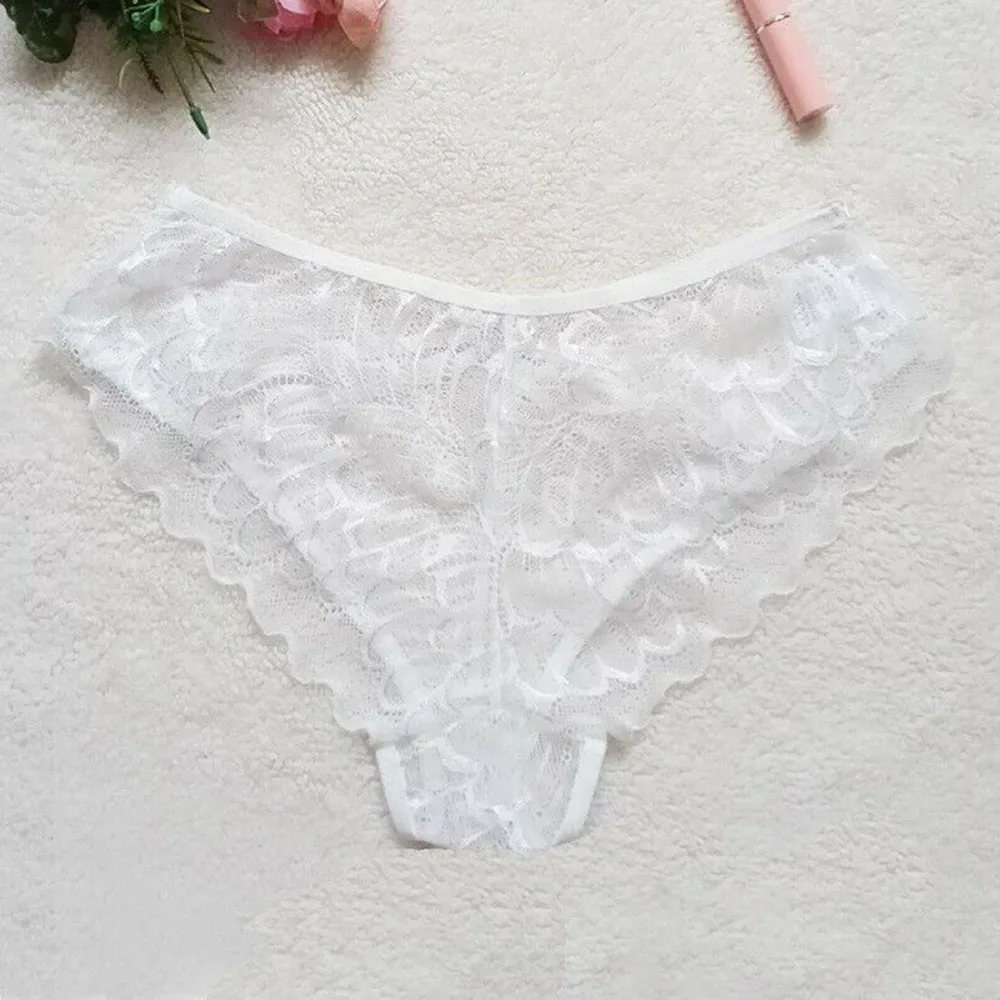 

Sexy Lace Floral Thong Ladies Panties Embroidered Mesh Yarn Perspective Young Women Girls Underwear Hot T Pants G-String Thongs