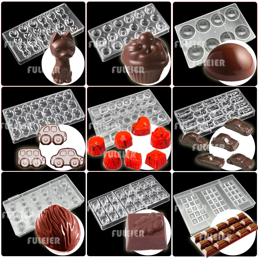 22 Style Polycarbonate Chocolate Molds Baking Mold Cake Sweets Candy Chocolate Bar Mould Confectionery Tools Bakeware