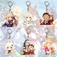anime cartoon genshin impact keychain acrylic double sided transparent key chain ring keyring accessories jewelry for fans gifts