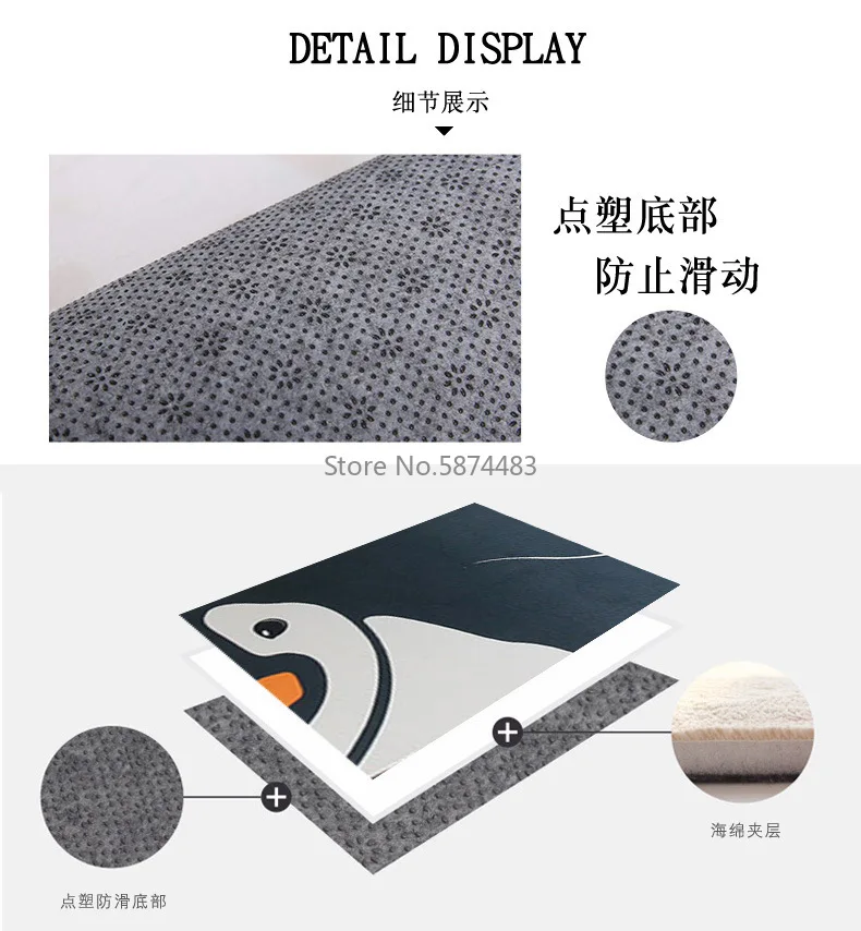 С рисунком пингвина из мультфильма Ковер Дверной Коврик фойе двери скольжения