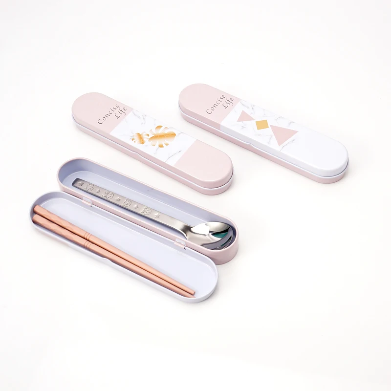 

2PCS/Set Dinnerware Set Stainless Steel Spoon Chopstick Tableware Cutlery Set Coffee Spoon Flatware Set Kitchen Spoon Tableware