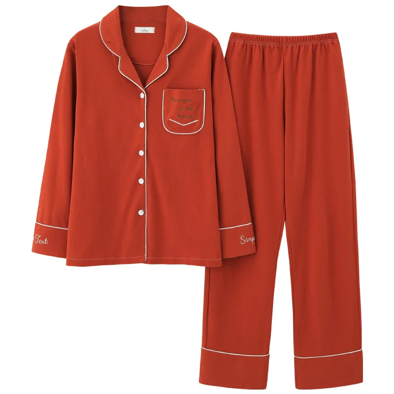 

Spring Fashion Women Two Piece Pajamas Retro Plus Size Long Sleeve Home Wear Soft Lapel Cardigan Outer Wear Sleepwear Simple