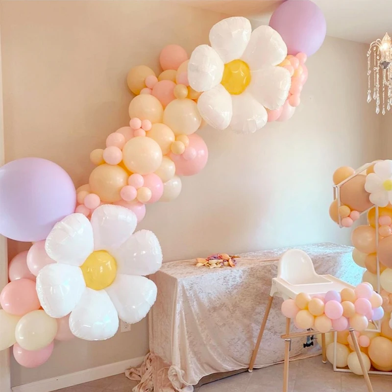 2 шт. белые гелиевые шары в виде маргариток