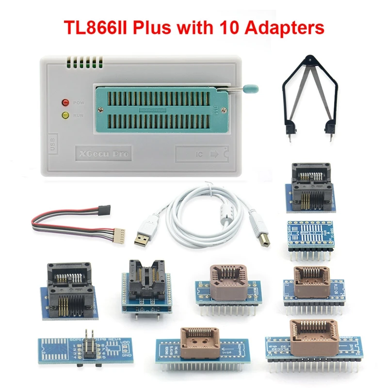 V8.33 Tl866Ii Plus Универсальный программер MiniPro + 28 адаптеров тестовый зажим Tl866 Pic bios