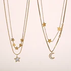 Женское Ожерелье из нержавеющей стали с подвеской в виде звезды и Луны