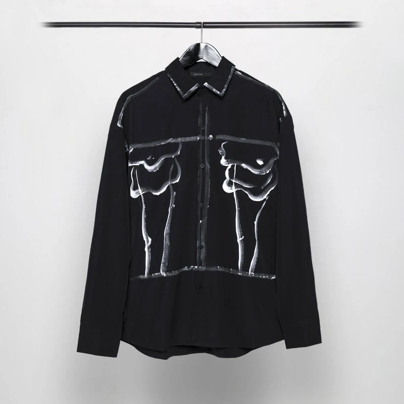 

Owen Seak Men Casual Shirts High Street Hip Hop Men's Clothing Spring Men Summer Black Shirts Size XL