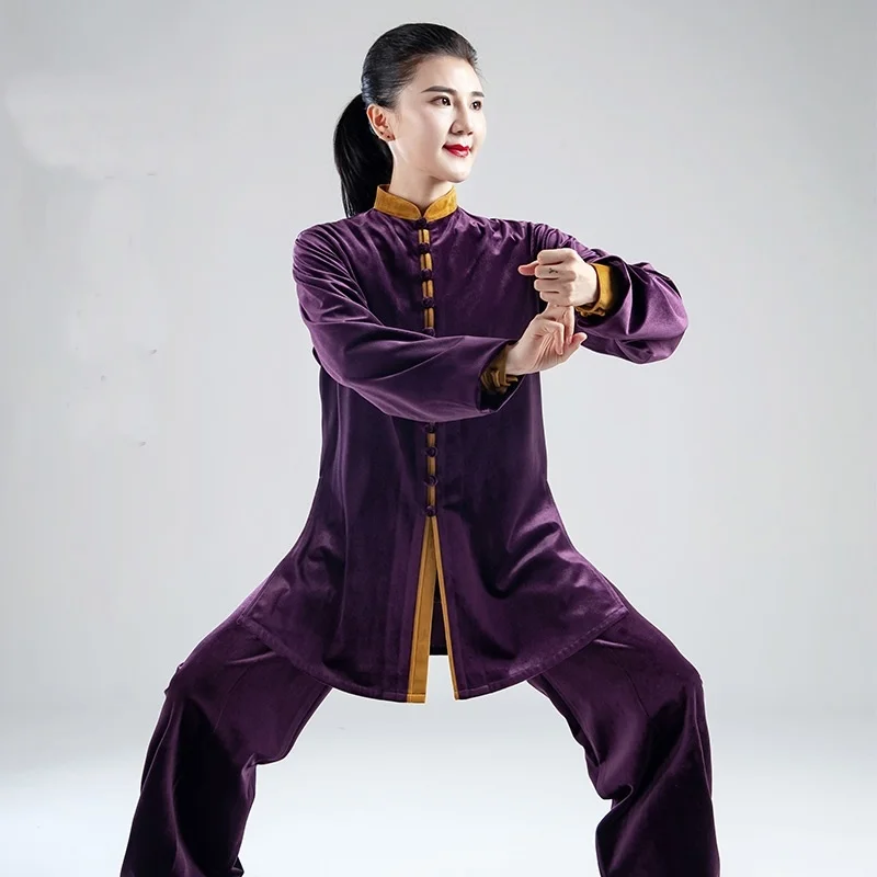 Велюровая одежда ушу костюм для боевых искусств выступлений тайчи кунг фу осенне