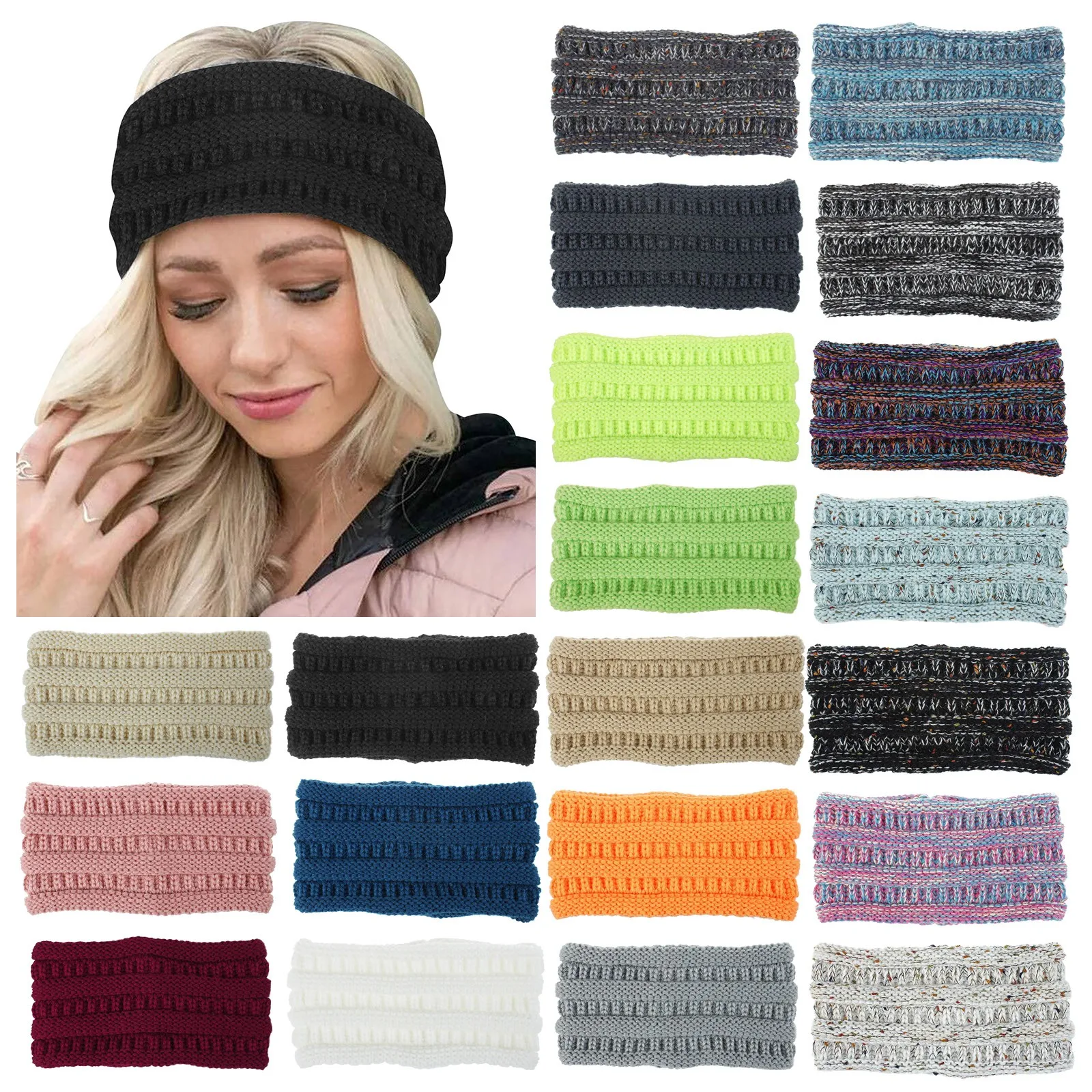 Зимняя теплая шерсть трикотажные Повязки Тюрбан ручной работы бархатные повязка