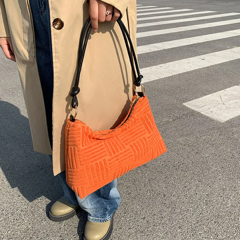 

Fashion Large Armpit Bag For Women 2021 Winter New High quality Corduroy Women's Designer Handbags Luxury Branded Shoulder Bags