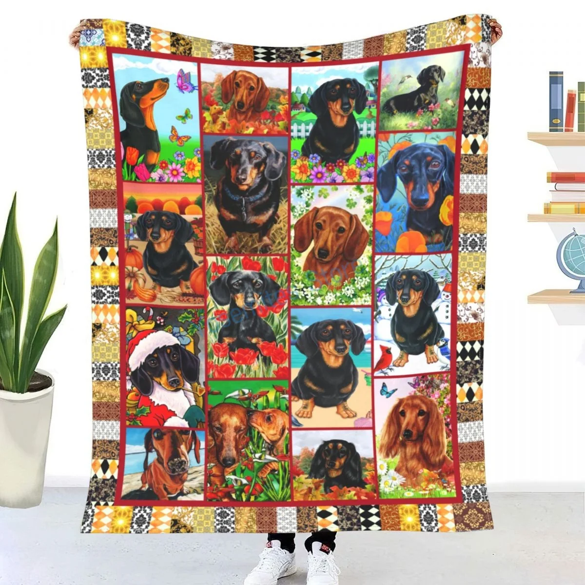

3D Dachshund Sherpa Blanket Animal Printed Children Gift Plush Throw Blankets Cartoon anime Nap blanket/ Couch Quilt Cover