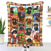 3d dachshund sherpa blanket animal printed children gift plush throw blankets cartoon anime nap blanket couch quilt cover