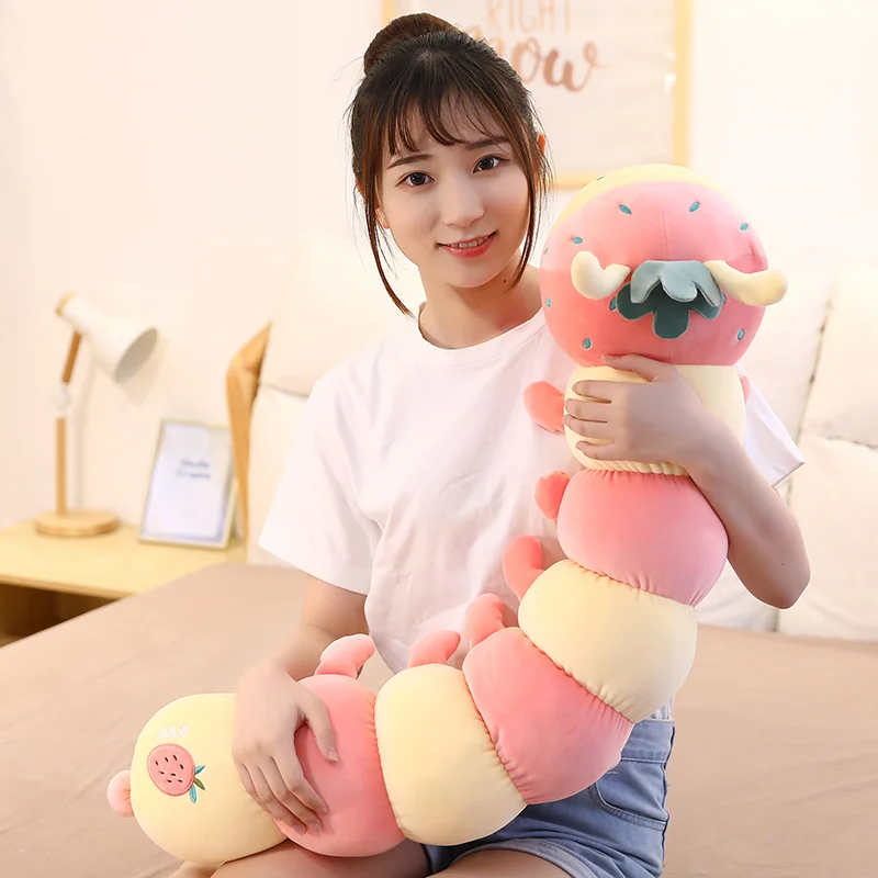 

Cute Fruit Caterpillar Doll Plush Toy Comforts Children Sleeping Pillow Long Pillow Little Girl Doll