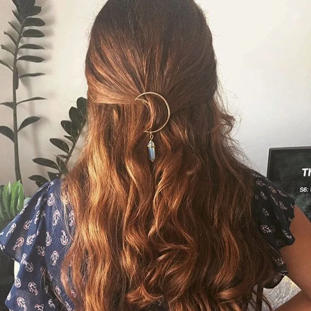 Винтажные Модные женские заколки для волос в форме Луны геометрические