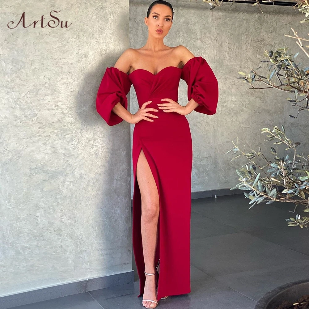 Арцу сексуальное платье с открытыми плечами Платье макси длинным рукавом