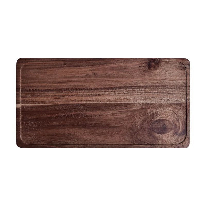 

Retro Whole Wood Pan Plate Fruit Dishes Saucer Tea Tray Dessert Dinner Bread Wood Plates Acacia Solid Wood Tray Dinner Plate