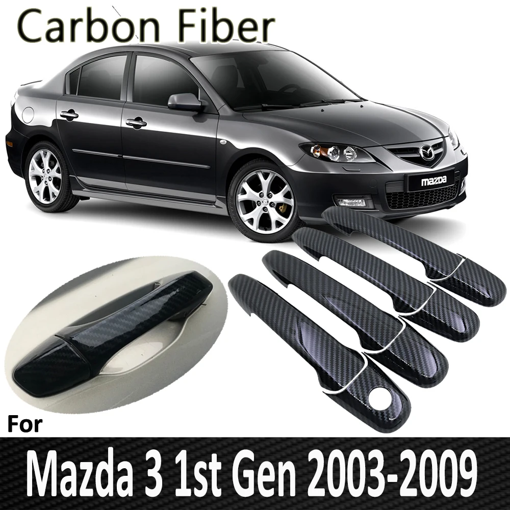 Черное углеродное волокно для Mazda 3 BK Sedan Hatch MPS 2004 2005 2006 2007 2008 2009 Дверная ручка