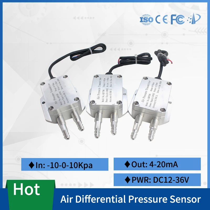 

4-20mA Air Differential Pressure Transducer -10-0-10Kpa Digital Wind Differential Pressure Transmitter Sensor