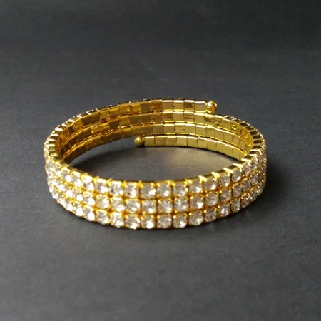3rowGold TDQUEEN браслеты с серебряным покрытием Pulseiras браслет Кристалл Стразы многорядные Спираль браслет для женщин - Окраска металла: 3rowGold