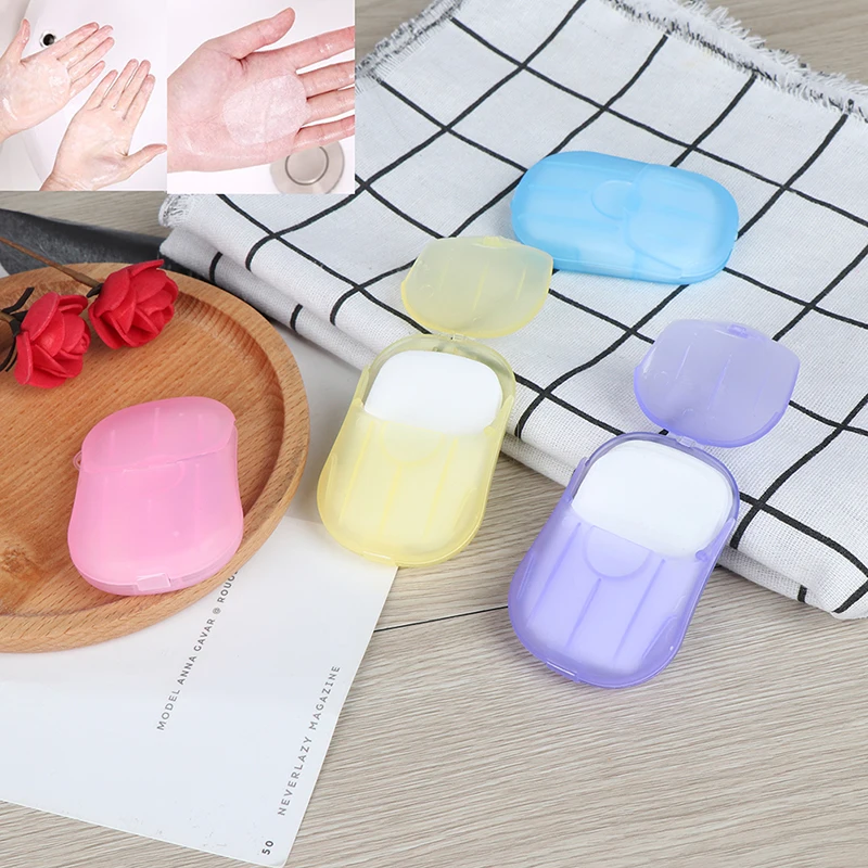 

20pcs/box Portable Washing Hand Wipes Bath Travel Scented Slice Sheets Foaming Box Paper Soap