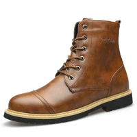high quality british men boots autumn winter shoes men fashion lace up boots pu leather male boots men
