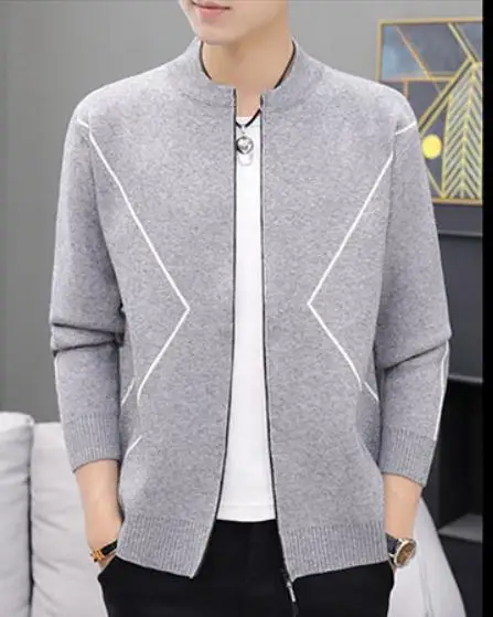 

2020 men in spring and autumn winter with New style fashion Long sleeve Stand collar Cardigan Sweater coat