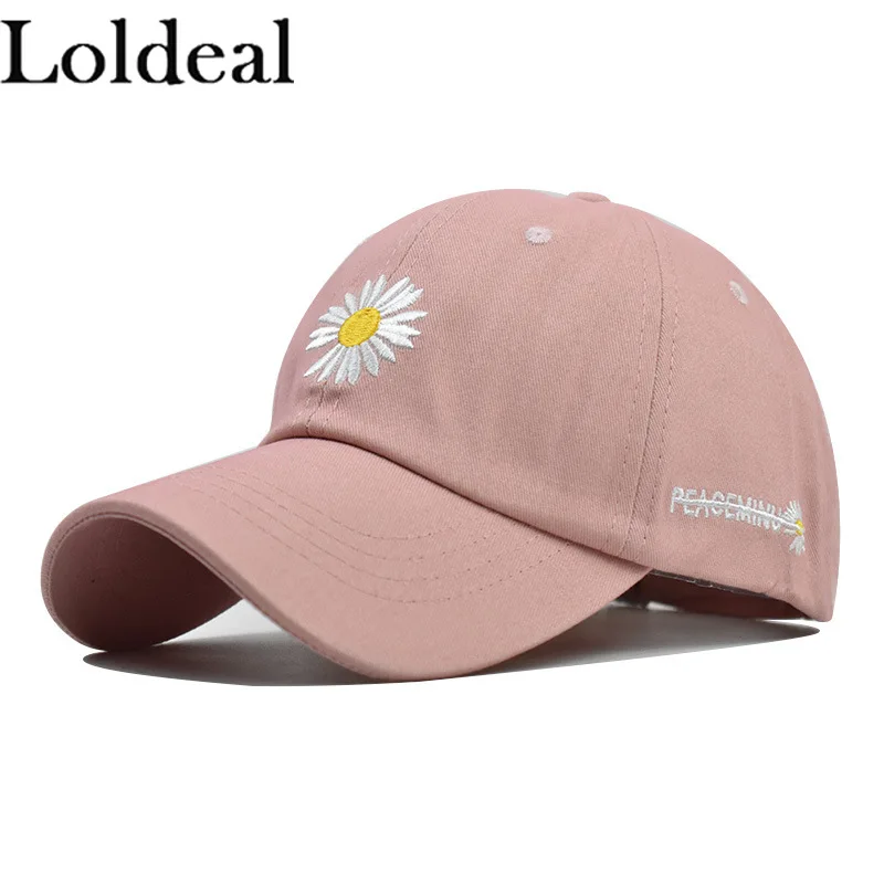 

Loldeal Baseball Cap Travel Outdoor Canvas Street Hip Hop Daisy Embroidered Sunshade Unisex