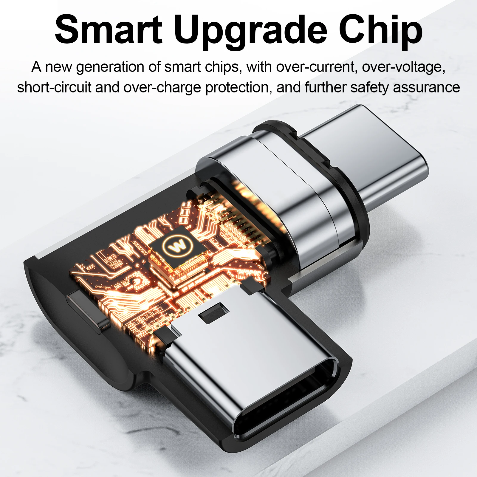 Adaptador de codo USB C de 24 Pines, convertidor de datos magn&eacute;tico de carga r&aacute;pida, sincronizaci&oacute;n de datos de 10Gbs, 100W, adecuado para m&aacute;s dispositivos tipo C-5