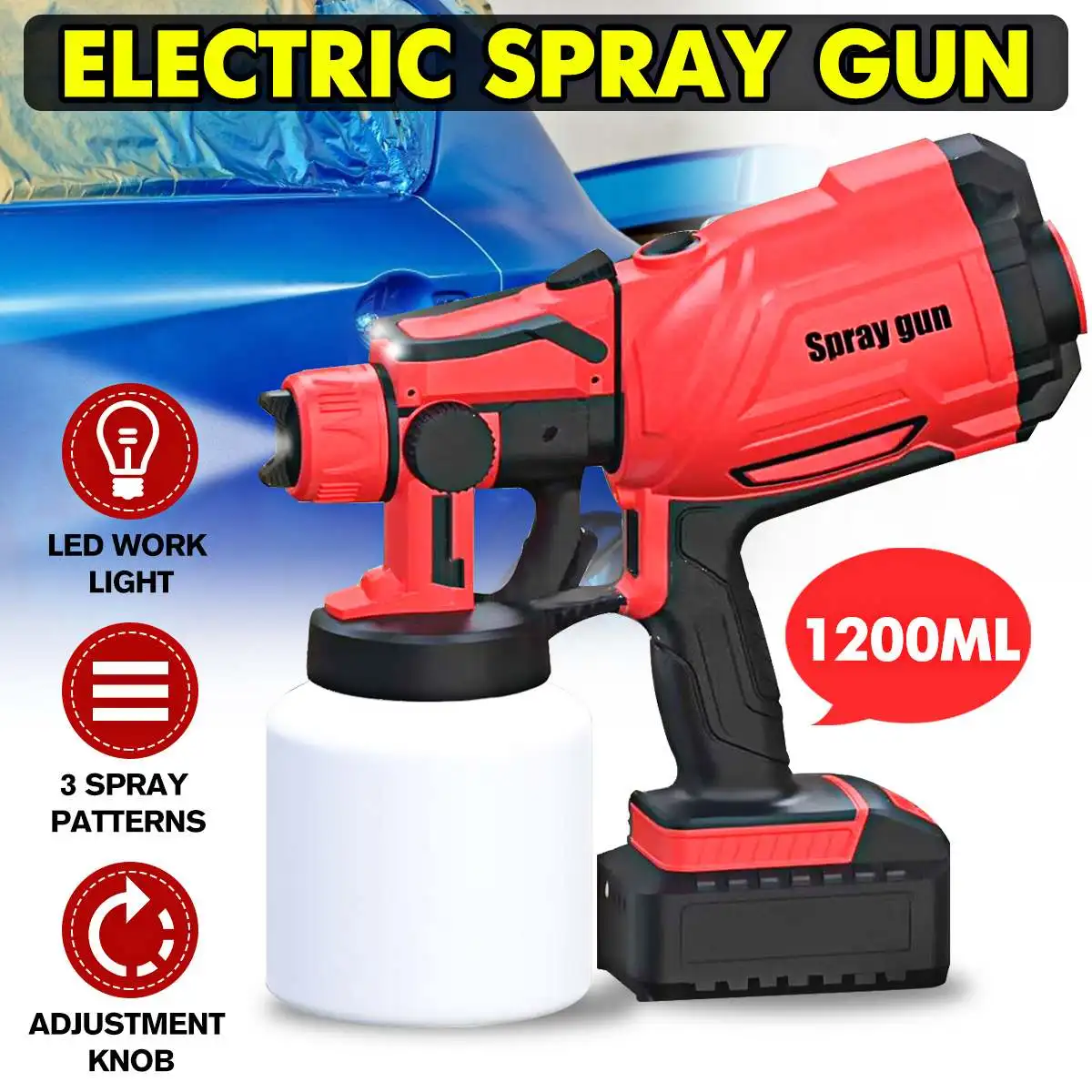 

2000mAh Electric Paint Sprayer Handheld Spray Gun Tool for Painting Cars Wall Furnature Wood and Disinfectant Sprayer
