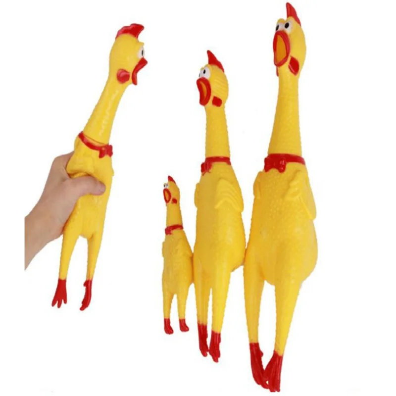 Забавные игрушки петух привлекать щенок резиновый цыпленок писк резиновые