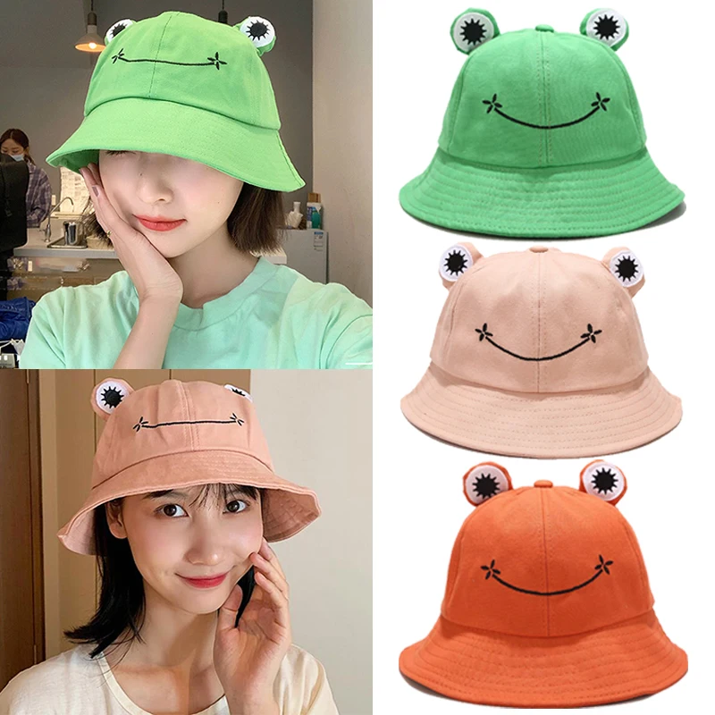 

Summer Sunscreen Frog Bucket Hat For Women Summer Autumn Plain Women's Panama Outdoor Hiking Beach Fishing Cap Female Sunhat Bob