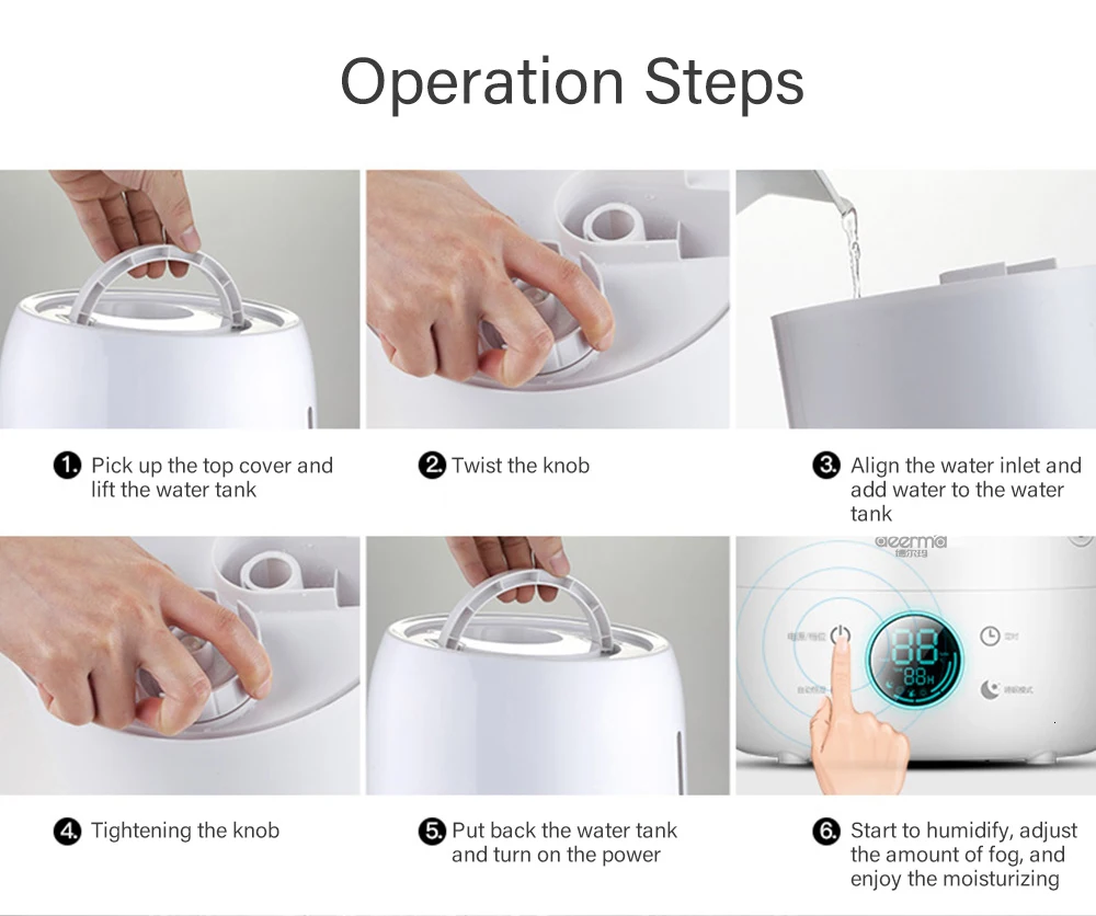 Ультразвуковой увлажнитель воздуха 5л с неподвижным ароматом светоизлучающий