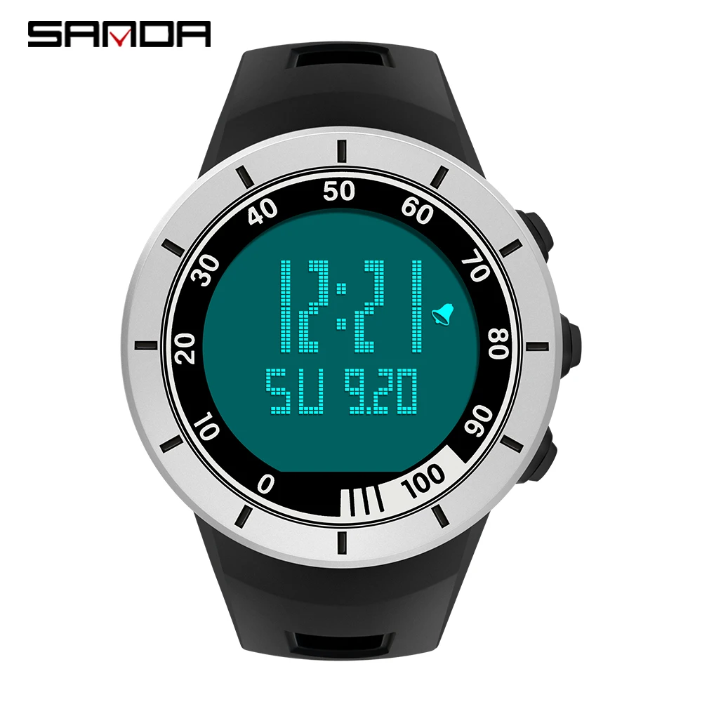 SANDA новый бренд роскошный стальной чехол мужские спортивные часы светодиодные